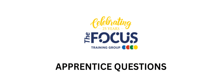 Focus logo and text saying apprentice questions