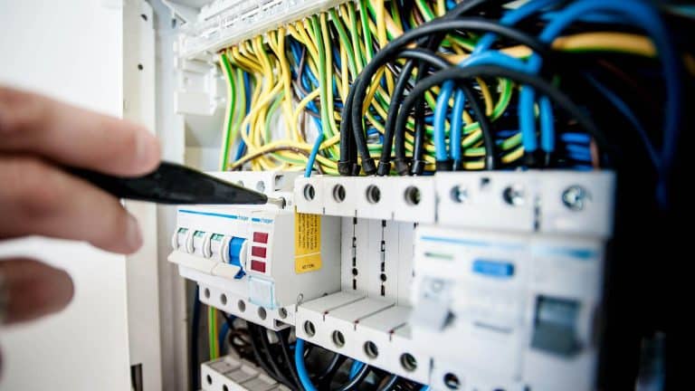 Close-up of the electrical board and wires on the NICEIC safe isolation course